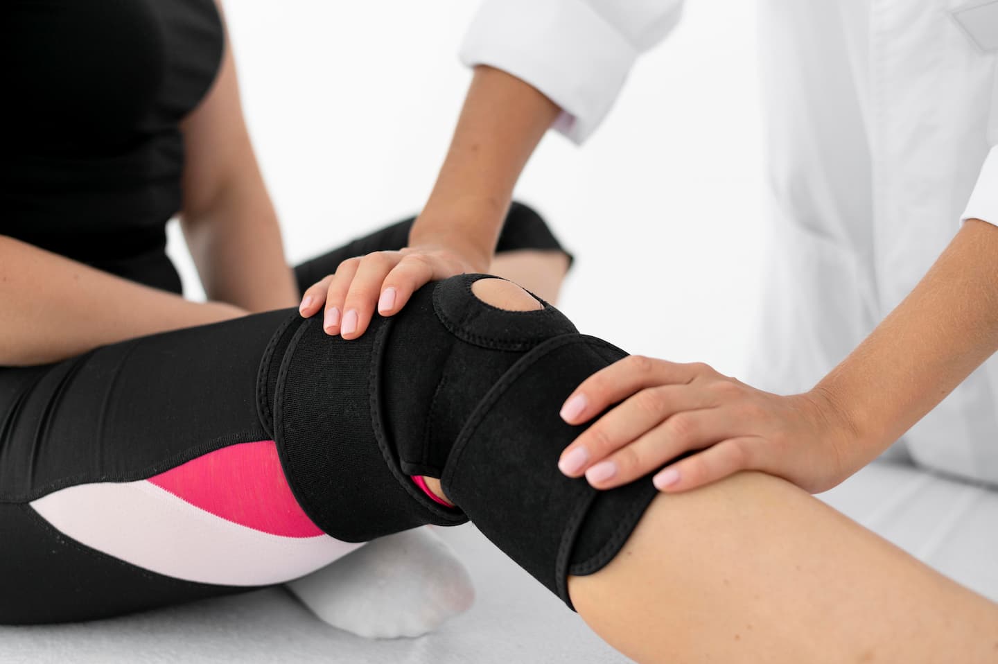 physiotherapist helping female patient her clinic 1