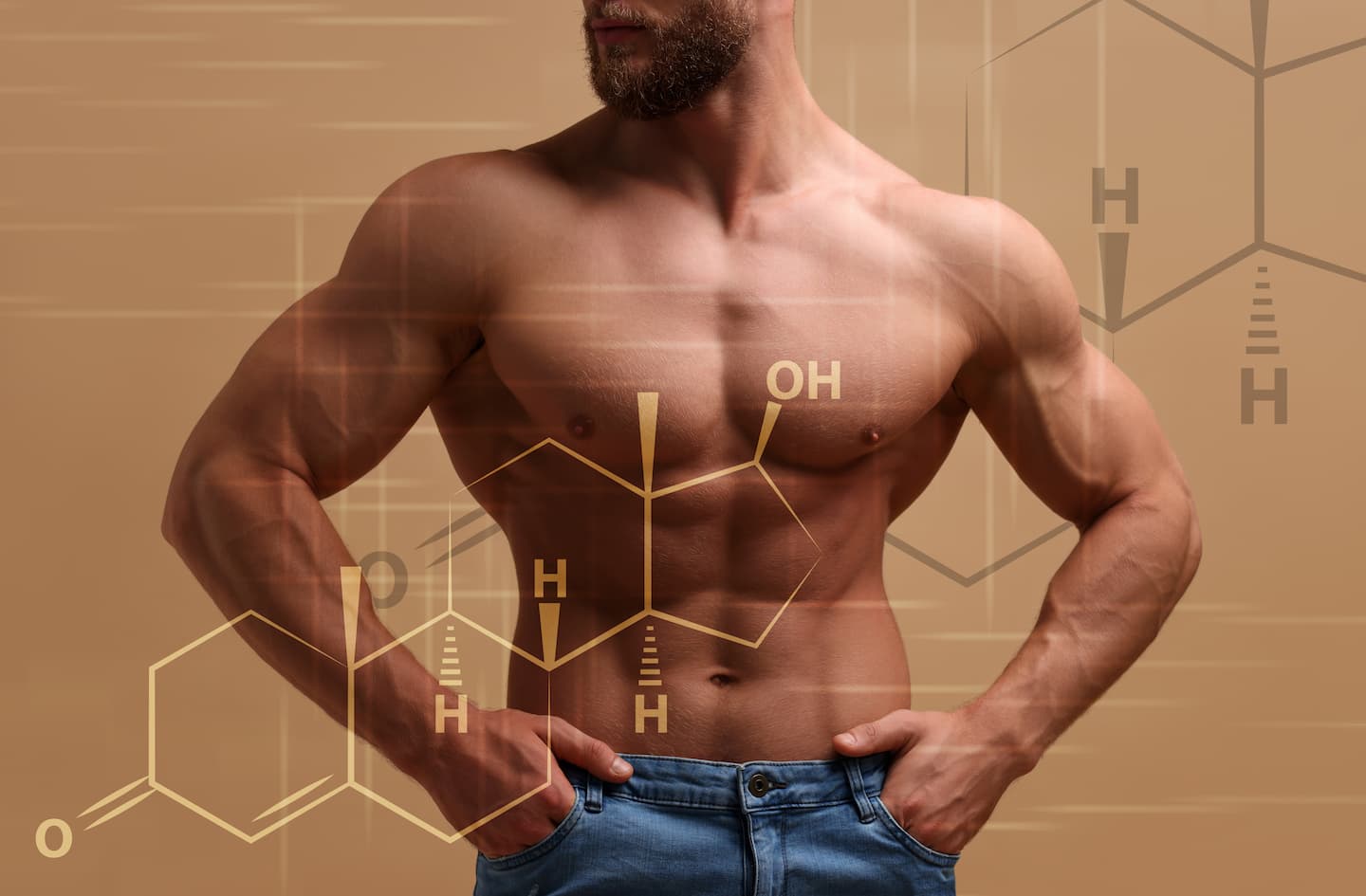 muscular man structural formula testosterone beige background closeup 1 Testosterone Replacement Therapy Testosterone Replacement Therapy,low testosterone,Symptoms of low testosterone in men,Low testosterone treatment for men,TRT clinic in NJ Airport Plaza Spine and Wellness